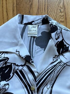 Vintage Retro 60s 70s Op Art Geometric Mod Shirt Blouse - Butterfly Collar